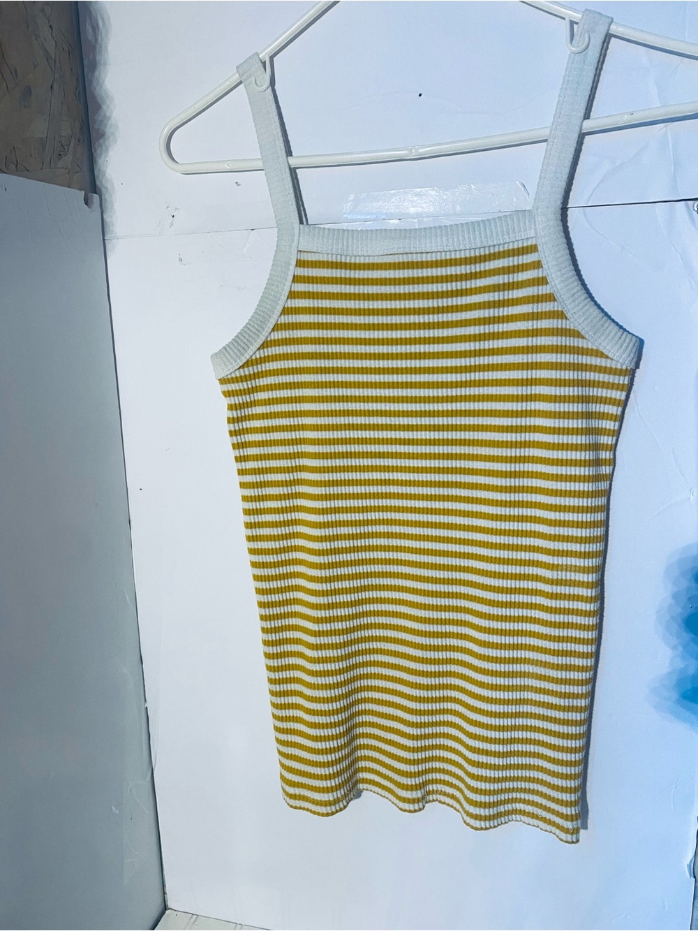 Old Navy Yellow and White Striped Ribbed Tank